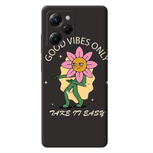 Xiaomi Poco X5 Pro Good Vibes Only Black Colored Silicone TPU Θήκη