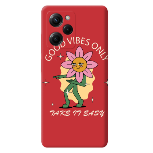 Xiaomi Poco X5 Pro Good Vibes Only Red Colored Silicone TPU Θήκη