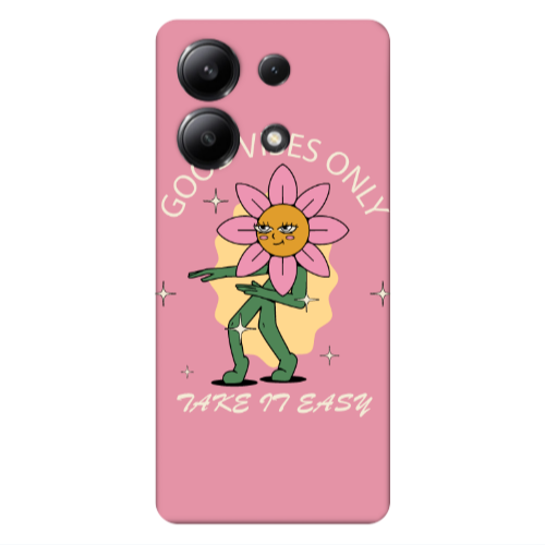 Xiaomi Redmi Note 13 4G Good Vibes Only Pink Colored Silicone TPU Θήκη