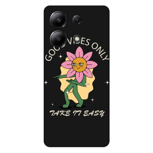 Xiaomi Redmi Note 13 4G Good Vibes Only Black Colored Silicone TPU Θήκη