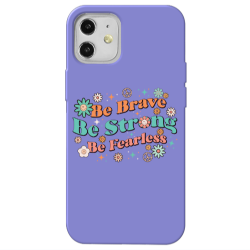 Apple iPhone 12 Be Brave Purple Colored Silicone TPU Θήκη
