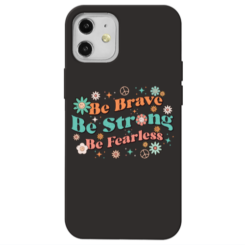 Apple iPhone 12 Be Brave Black Colored Silicone TPU Θήκη