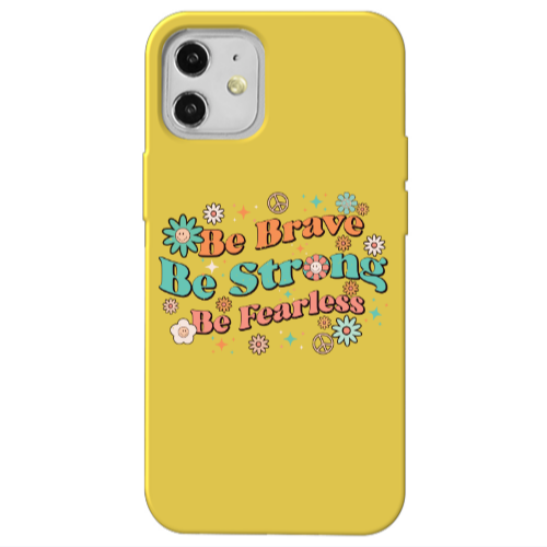Apple iPhone 12 Be Brave Yellow Colored Silicone TPU Θήκη