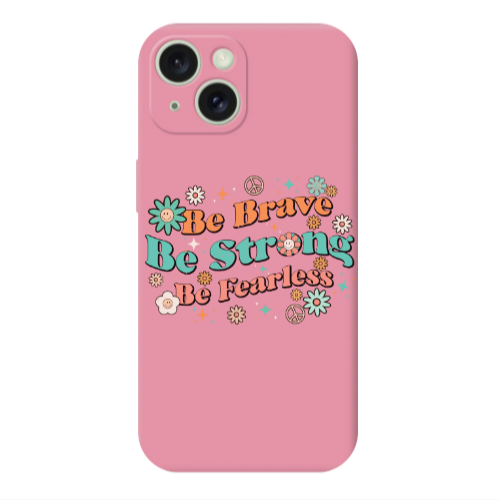 Apple iPhone 15 Plus Be Brave Pink Colored Silicone TPU Θήκη