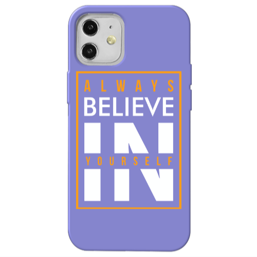 Apple iPhone 12 Always Belive Purple Colored Silicone TPU Θήκη