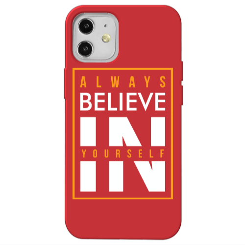 Apple iPhone 12 Always Belive Red Colored Silicone TPU Θήκη