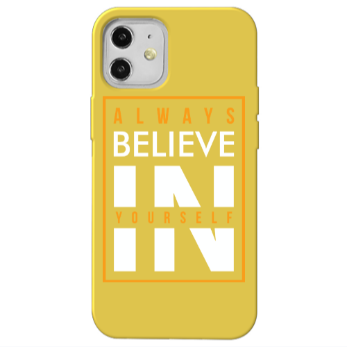 Apple iPhone 12 Always Belive Yellow Colored Silicone TPU Θήκη