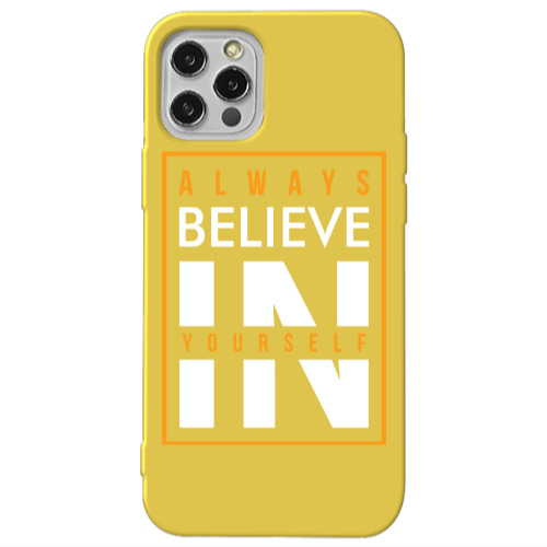 Apple iPhone 12 Pro Always Belive Yellow Colored Silicone TPU Θήκη