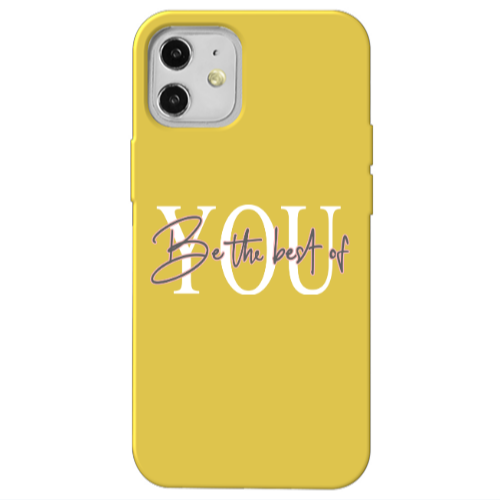 Apple iPhone 12 Be the best of Yellow Colored Silicone TPU Θήκη
