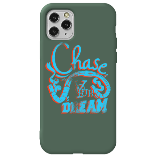 Apple iPhone 11 Pro Max Chase Your Dream Dark Green Colored Silicone TPU Θήκη