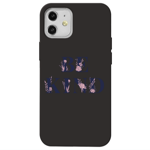 Apple iPhone 12 Be Kind Black Colored Silicone TPU Θήκη