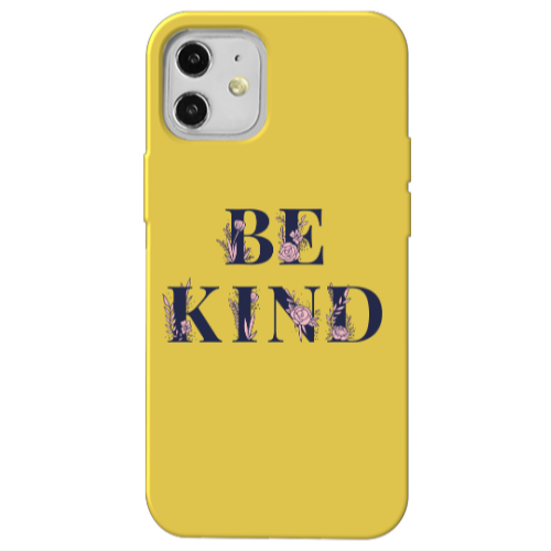 Apple iPhone 12 Be Kind Yellow Colored Silicone TPU Θήκη