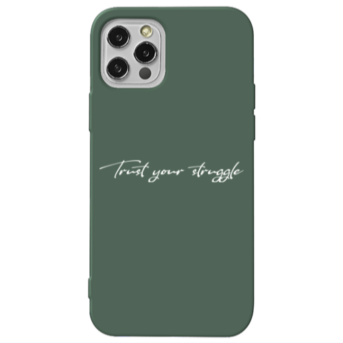 Apple iPhone 12 Pro Trust your struggle Dark Green Colored Silicone TPU Θήκη
