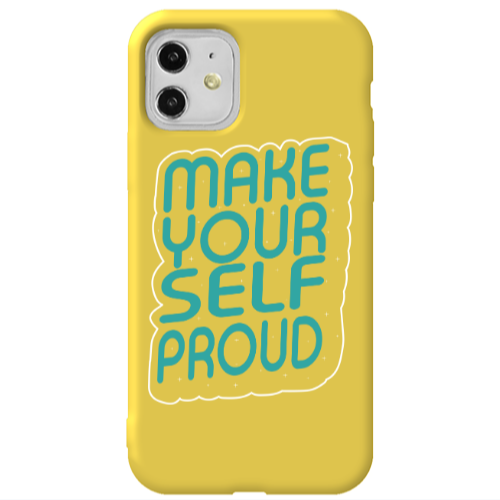Apple iPhone 11  Make Your Self Proud Yellow Colored Silicone TPU Θήκη