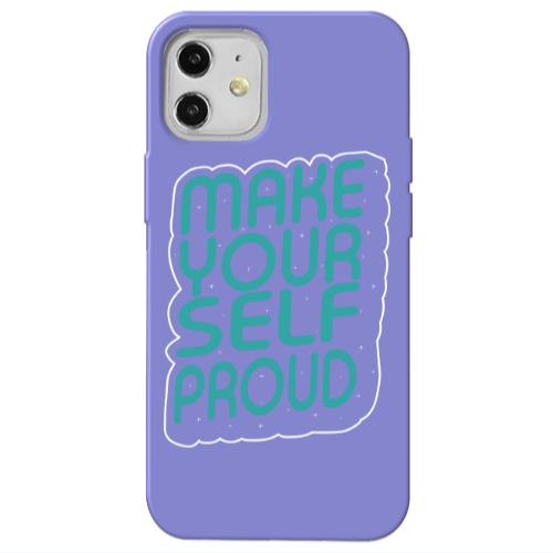 Apple iPhone 12 Make Your Self Proud Purple Colored Silicone TPU Θήκη