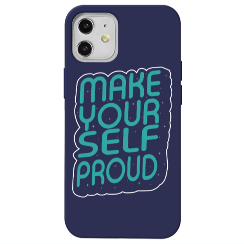Apple iPhone 12 Make Your Self Proud Dark blue Colored Silicone TPU Θήκη