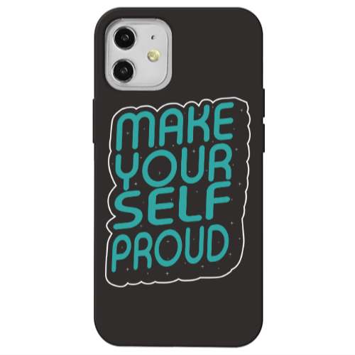 Apple iPhone 12 Make Your Self Proud Black Colored Silicone TPU Θήκη