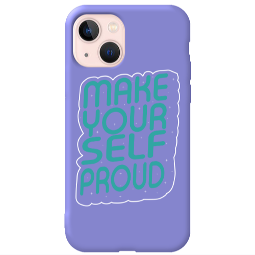 Apple iPhone 13 Make Your Self Proud Purple Colored Silicone TPU Θήκη