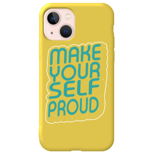Apple iPhone 13 Make Your Self Proud Yellow Colored Silicone TPU Θήκη