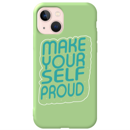 Apple iPhone 13 Make Your Self Proud Light Green Colored Silicone TPU Θήκη
