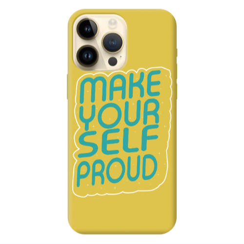 Apple iPhone 13 Pro Max Make Your Self Proud Yellow Colored Silicone TPU Θήκη
