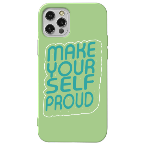 Apple iPhone 12 Pro Make Your Self Proud Light Green Colored Silicone TPU Θήκη