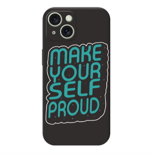 Apple iPhone 15 Make Your Self Proud Black Colored Silicone TPU Θήκη