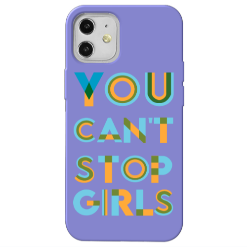 Apple iPhone 12 You Cant Stop Girls Purple Colored Silicone TPU Θήκη