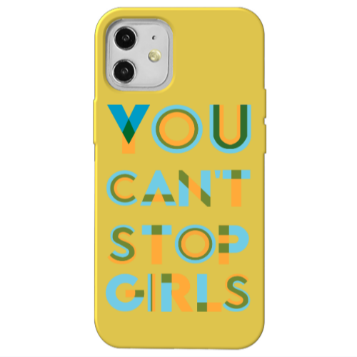 Apple iPhone 12 You Cant Stop Girls Yellow Colored Silicone TPU Θήκη
