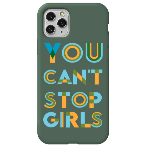 Apple iPhone 11 Pro Max You Cant Stop Girls Dark Green Colored Silicone TPU Θήκη