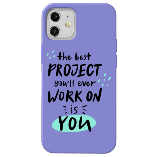 Apple iPhone 12 The Best Project Purple Colored Silicone TPU Θήκη