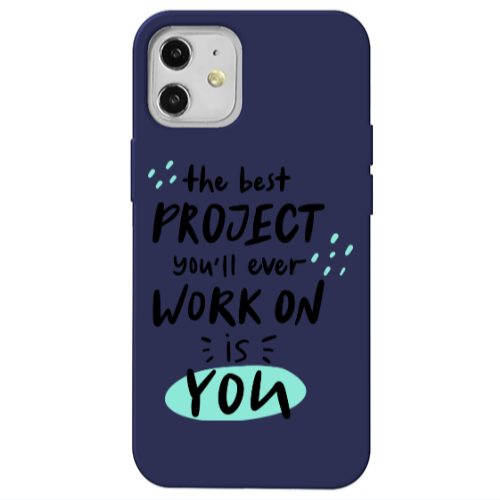Apple iPhone 12 The Best Project Dark blue Colored Silicone TPU Θήκη