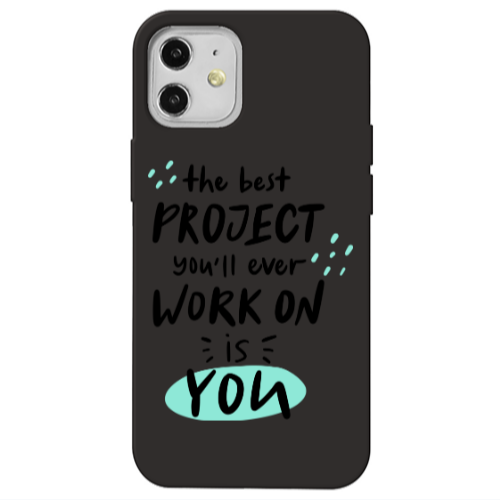 Apple iPhone 12 The Best Project Black Colored Silicone TPU Θήκη