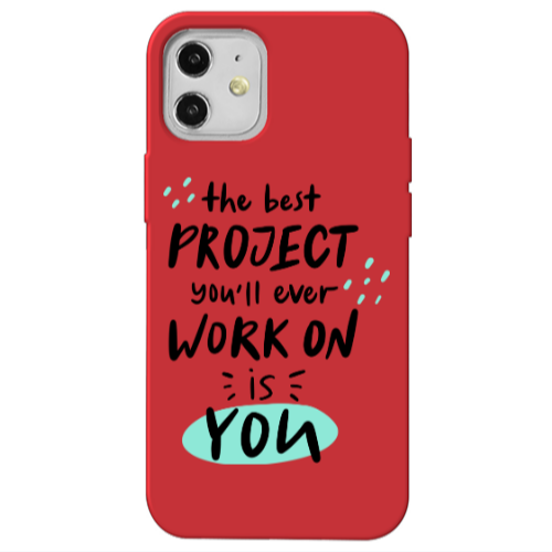 Apple iPhone 12 The Best Project Red Colored Silicone TPU Θήκη