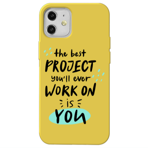 Apple iPhone 12 The Best Project Yellow Colored Silicone TPU Θήκη