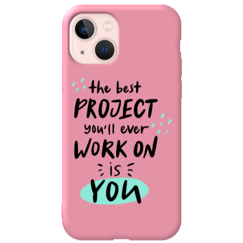 Apple iPhone 13 The Best Project Pink Colored Silicone TPU Θήκη