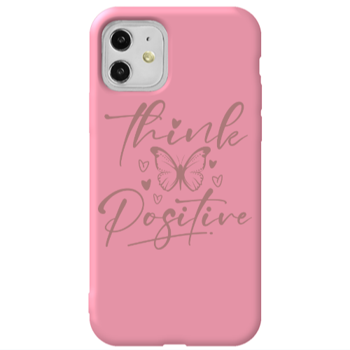 Apple iPhone 11  Think Positive Pink Colored Silicone TPU Θήκη