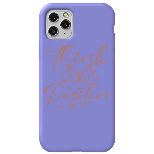 Apple iPhone 11 Pro Think Positive Purple Colored Silicone TPU Θήκη