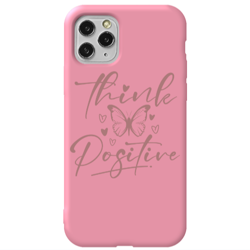 Apple iPhone 11 Pro Think Positive Pink Colored Silicone TPU Θήκη