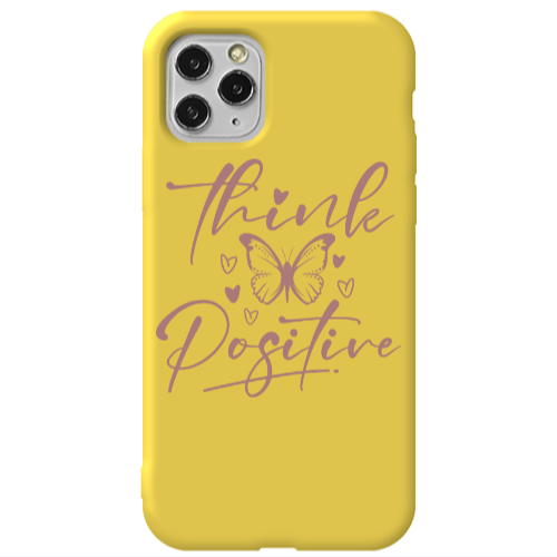Apple iPhone 11 Pro Think Positive Yellow Colored Silicone TPU Θήκη