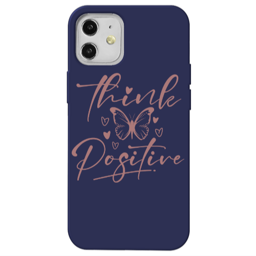 Apple iPhone 12 Think Positive Dark blue Colored Silicone TPU Θήκη
