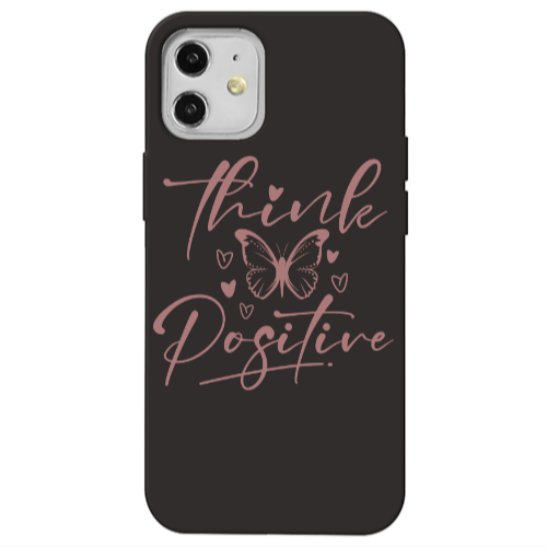 Apple iPhone 12 Think Positive Black Colored Silicone TPU Θήκη