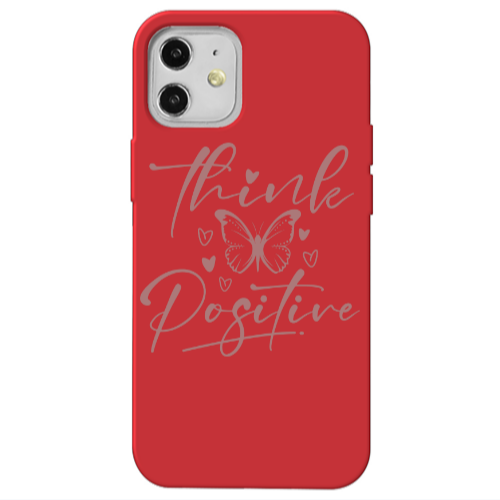 Apple iPhone 12 Think Positive Red Colored Silicone TPU Θήκη