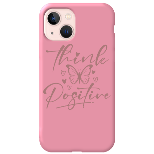 Apple iPhone 13 Think Positive Pink Colored Silicone TPU Θήκη