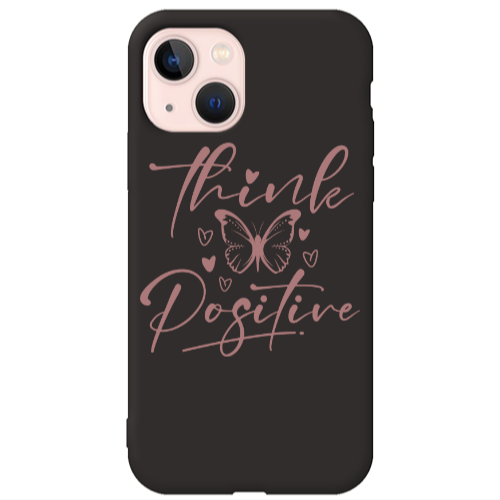 Apple iPhone 13 Think Positive Black Colored Silicone TPU Θήκη