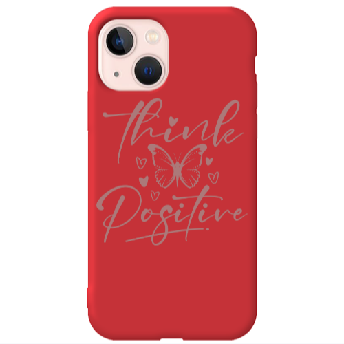 Apple iPhone 13 Think Positive Red Colored Silicone TPU Θήκη