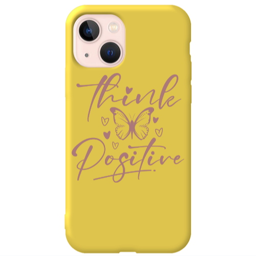 Apple iPhone 13 Think Positive Yellow Colored Silicone TPU Θήκη