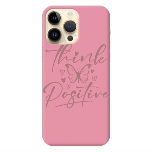 Apple iPhone 13 Pro Max Think Positive Pink Colored Silicone TPU Θήκη