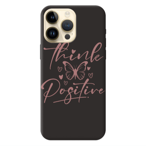 Apple iPhone 13 Pro Max Think Positive Black Colored Silicone TPU Θήκη