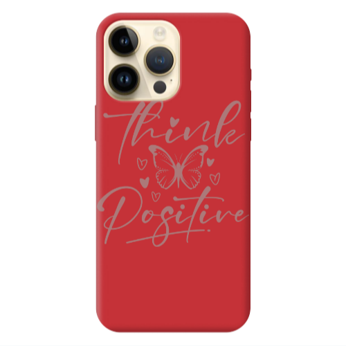 Apple iPhone 13 Pro Max Think Positive Red Colored Silicone TPU Θήκη